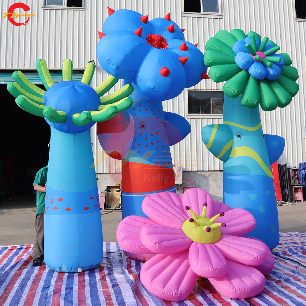 Free Ship Outdoor Activities Customized giant inflatable park decorative sunflower flower pillars plant shopping mall decoration art display