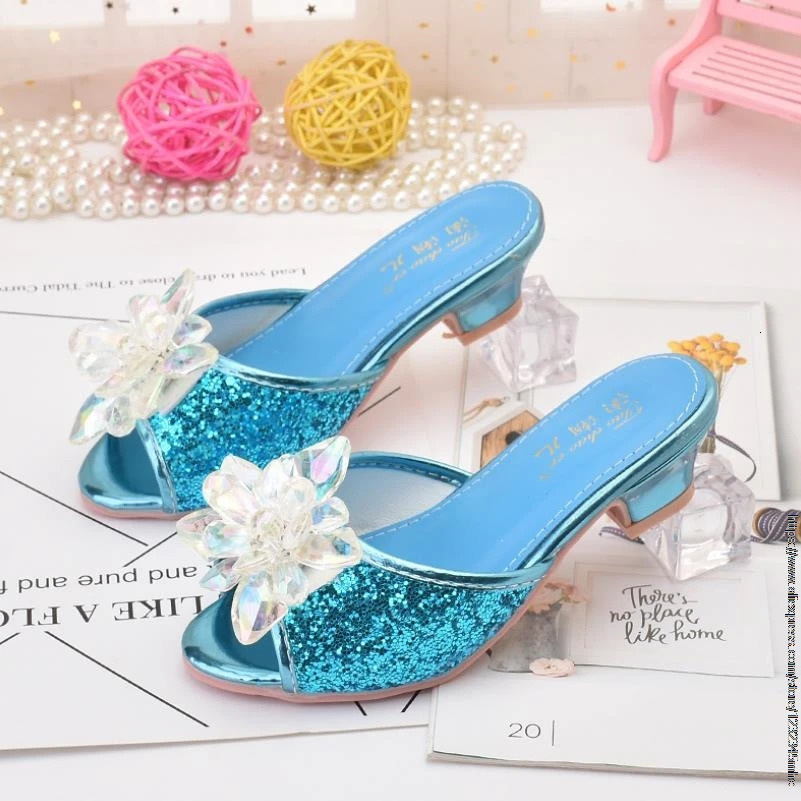 Shoes For Girls Cartoon Leather Children Shoes Frozen Princess Kids Shoes Girl Slippers Dress Snow Queen Sandal 240307