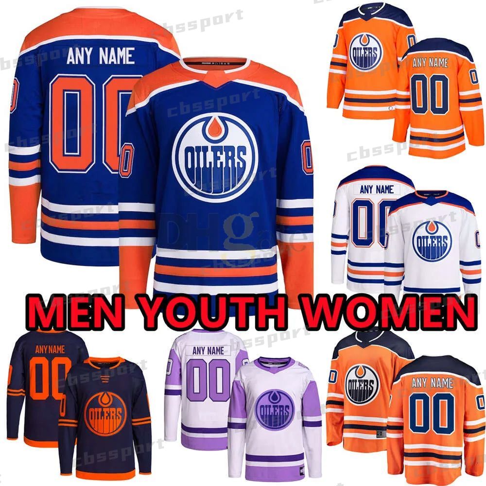 Custom Hockey Jerseys Edmonton''Oilers'' 97 Connor McDavid 21 Klim Kostin 27 Brett Kulak 28 Ryan Murray 10 Derek Ryan Shore 74 Stuart Skinner 41 Smith 56 Mens Womens Youth