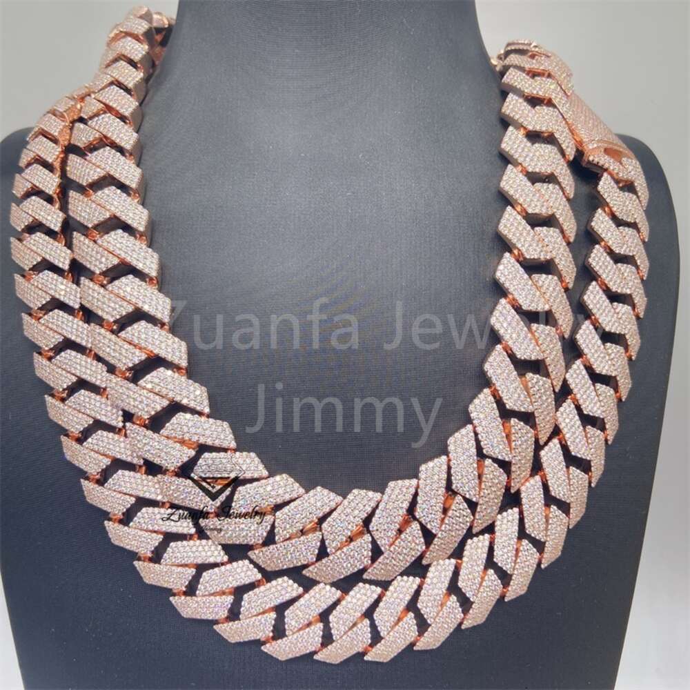 Ready to Ship 18mm 4row Vvs1 Moissanite Gra Certififcates Customized Name Lock Iced Out Miami Cuban Link