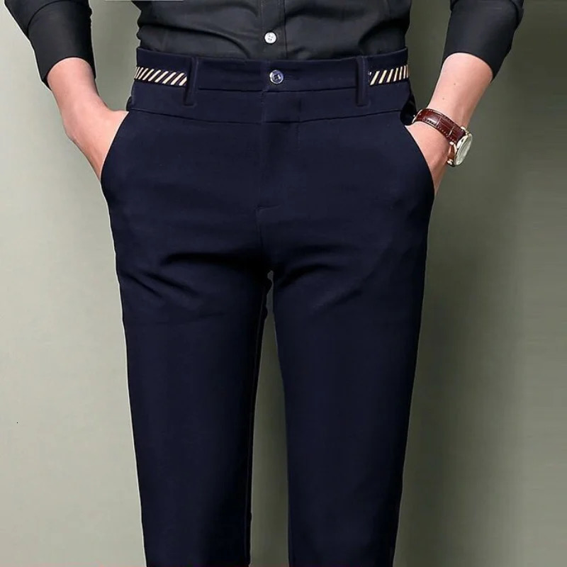 Stretch Suit Trousers for Men Office Pants Non-Ironing Slim Fit Bridegroom Suits Wedding Business Black Suit Pants Men 240305