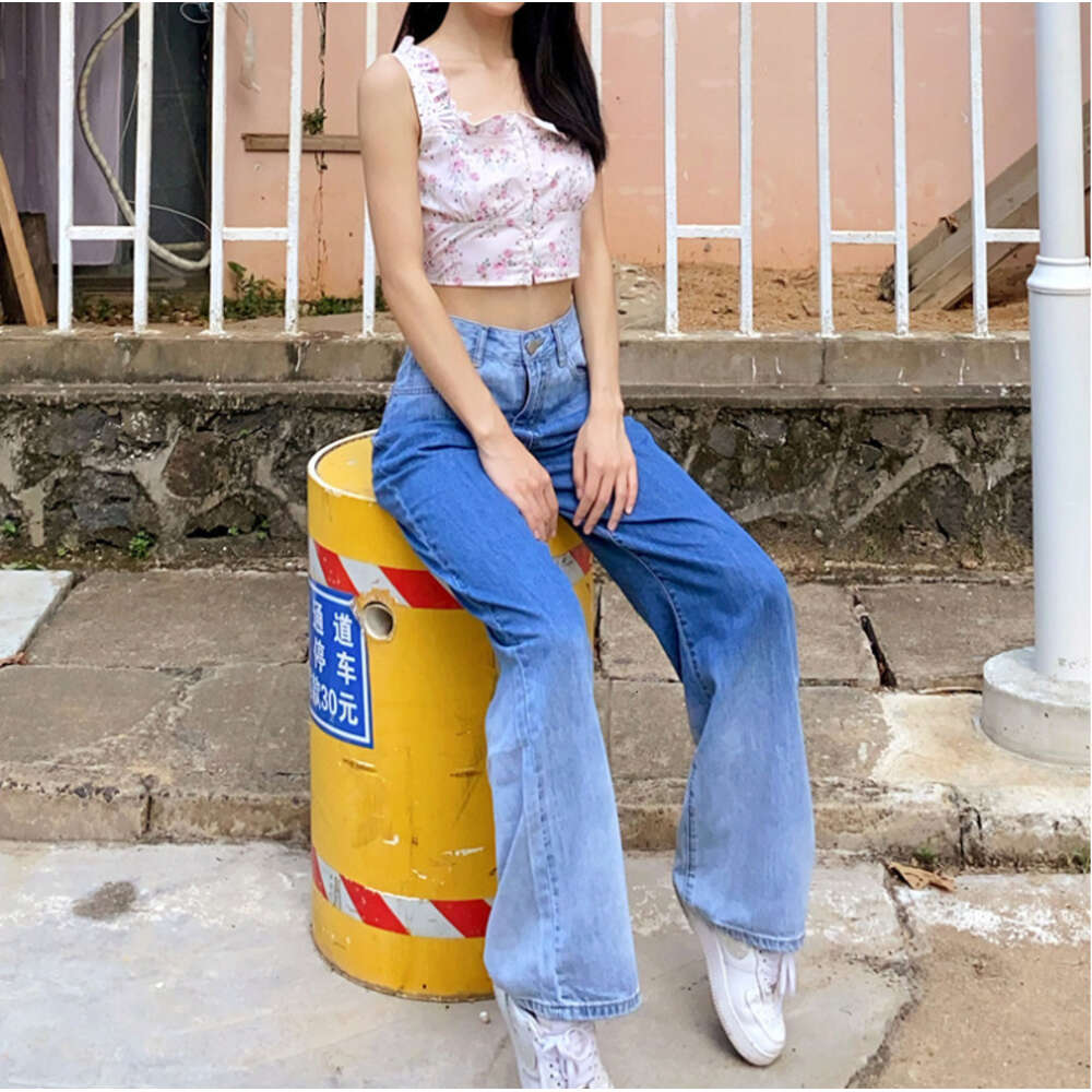 Trendy High Waist Elastic Loose Gradient Women's Jeans New