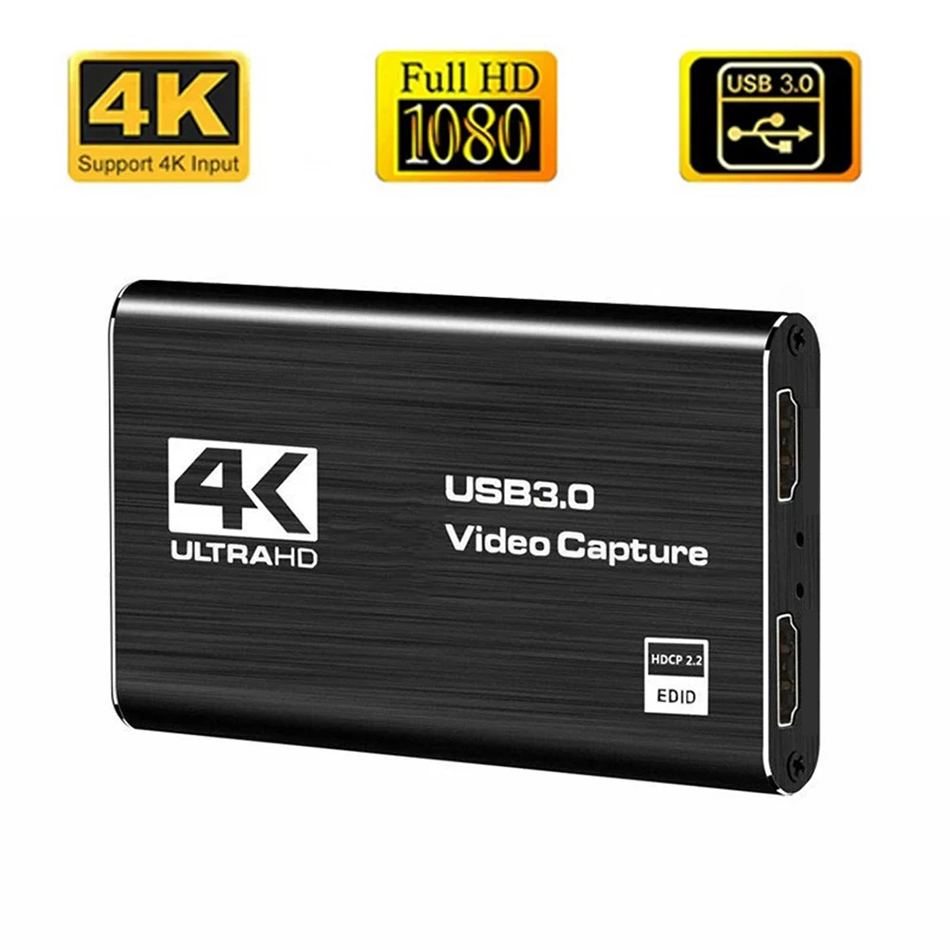 4K USB 3.0 Video Capture Card HDTV 1080P 30fps HD Video Recorder Grabber For OBS Capturing Game Card Live