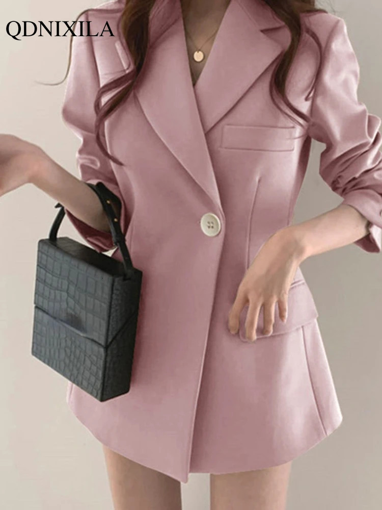 Spring Fashion Oversize White Womens Blazer Korean Elegant Slim British Style Womens Small Suit Jacket Office Wear Outfit 240306