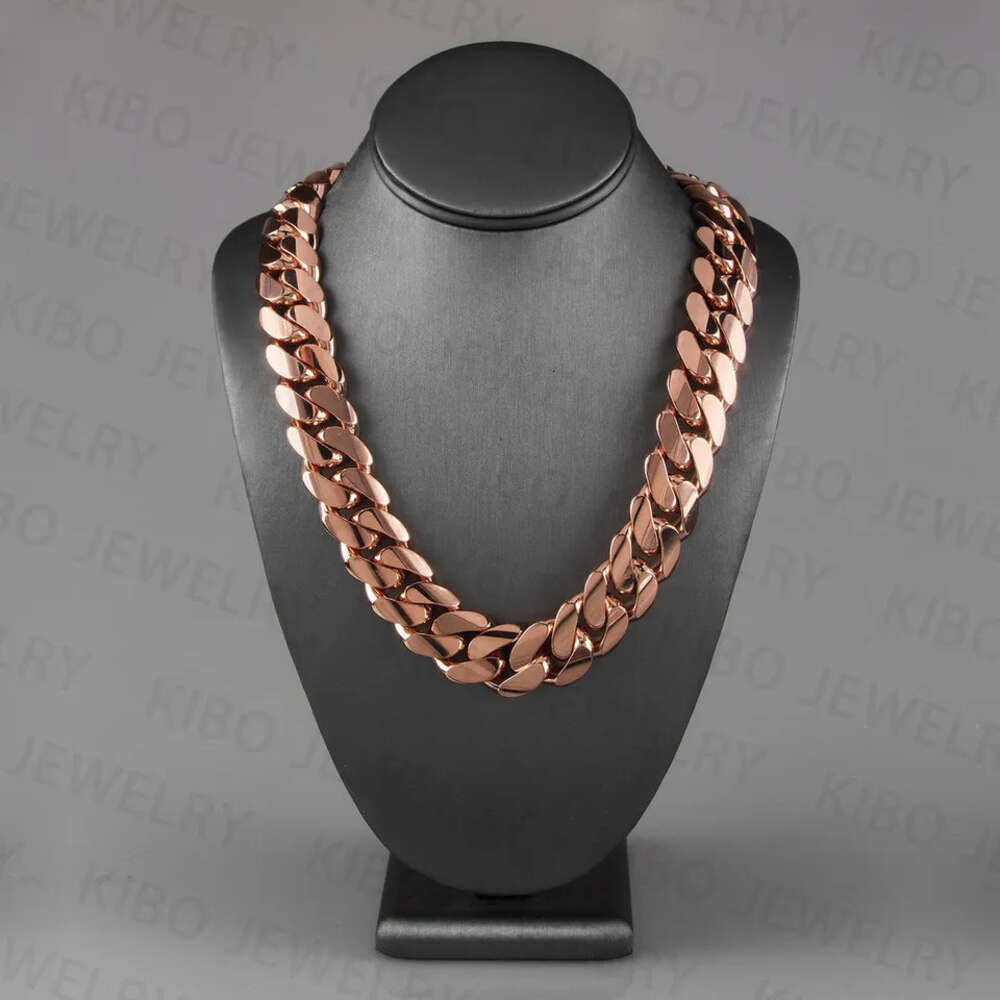 Kibo Hip Hop Real Pure 14k Solid Gold Cuban Link Chain for Mens Hip Hop Necklace Miami Chain