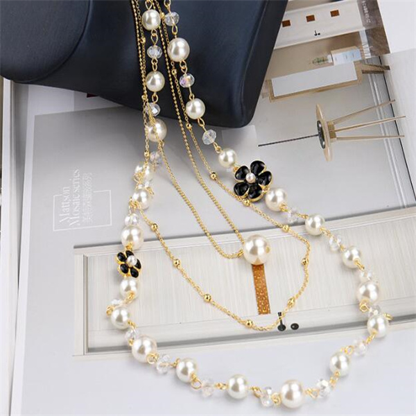 Pearl necklace women's long fashion multi-layer small fragrant pearl pendant autumn and winter all decorative sweater chain