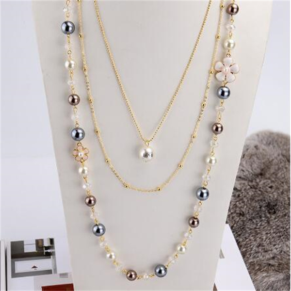 Pearl necklace women's long fashion multi-layer small fragrant pearl pendant autumn and winter all decorative sweater chain