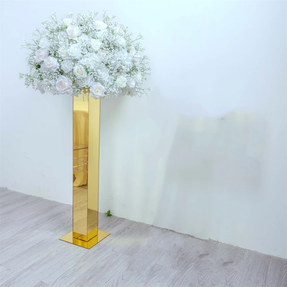 Gold mirror Candelabra Candle Holder Wedding Centerpiece Flower Candle Holder birthday party decoration round metal geometric frame stand wedding back