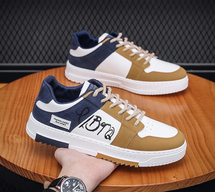 Men's Casual Sneakers PU Leather Men Fashion Street Hip Hop Shoes Male Lace-up Skateboard Walking Shoes Outdoor Sports Trainers