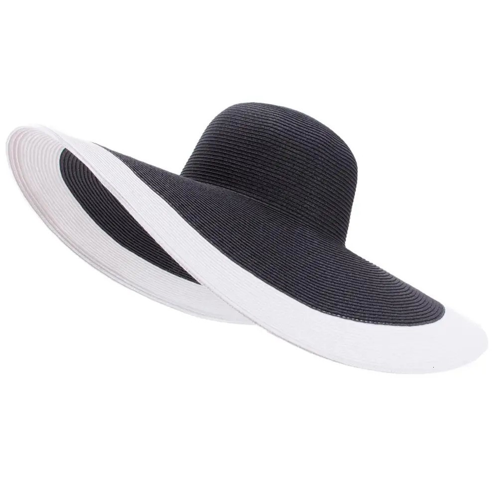 Lawliet 7.1/18cm Foldable Oversized Huge Wide Brim Sun Beach Straw Hats Wedding Womens Floppy Party Dressy A330 240315