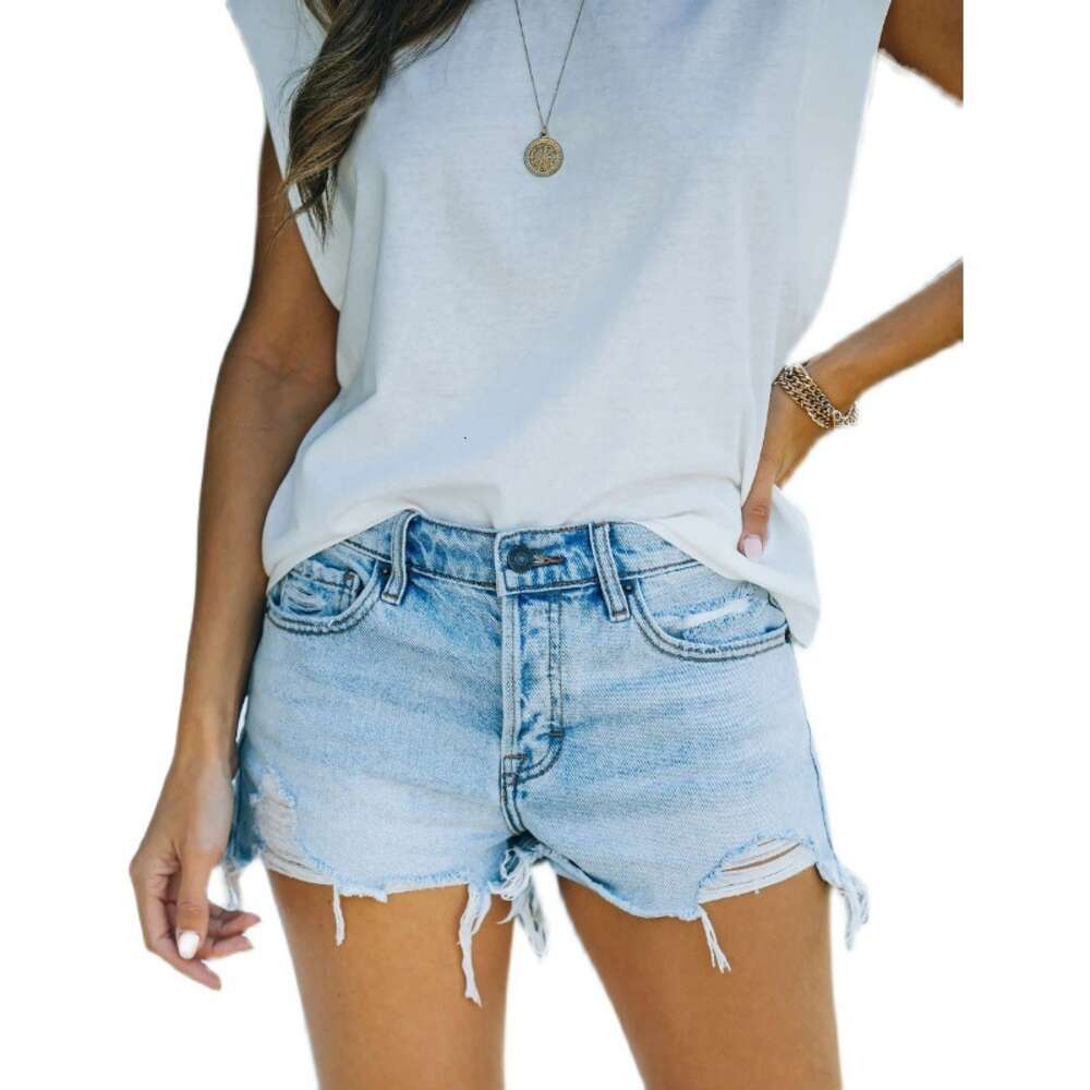 2024 Distressed Tassel Women's Shorts Super Hot Denim