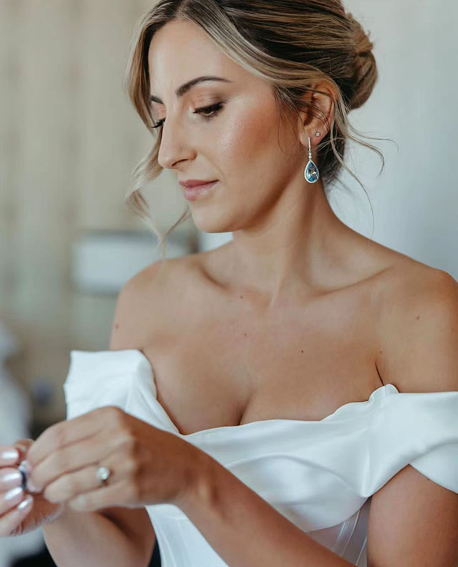 Strapless Floor Length Ory Aline Wedding Dress Custom Made Satin Off Shoulder Robe De Mariee Bridal Gown