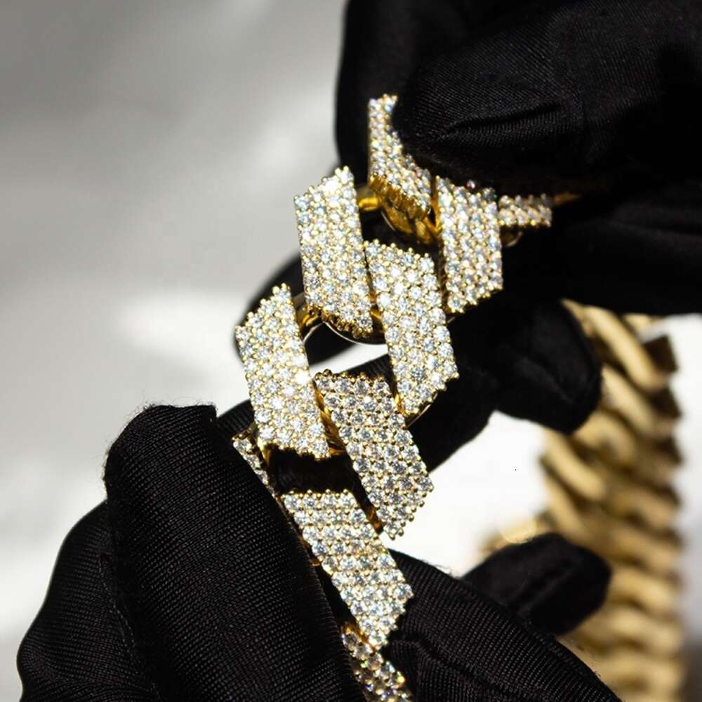 Custom Hip Hop Jewelry S925 Silver 24mm 4 Rows Iced Out Vvs Moissanite Cuban Chain Necklace