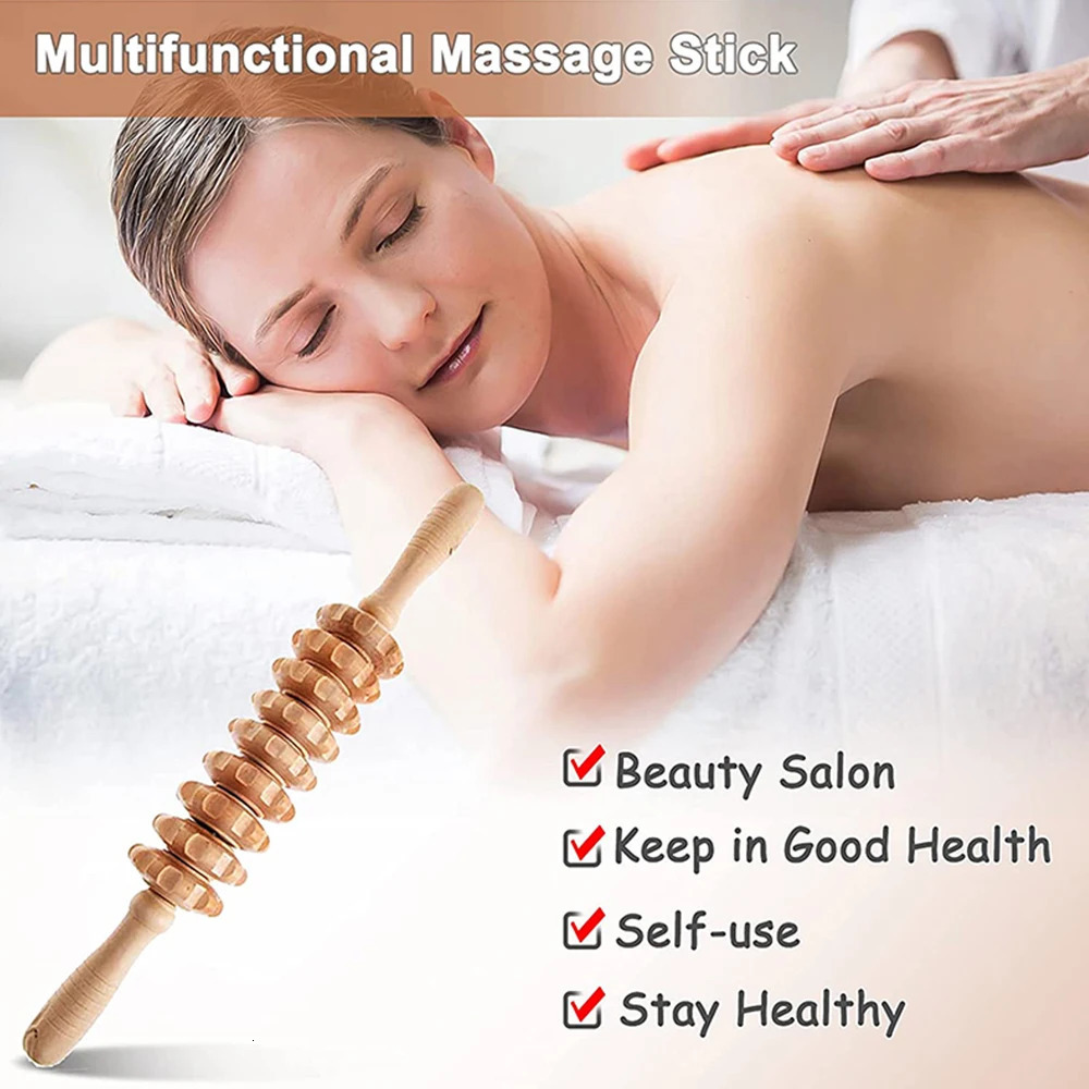 6 In 1 Wood Therapy Massage Tool Lymphatic Drainage Massager Anti Cellulite Fascia Massage Roller for Full Body Muscle relaxatio 240312