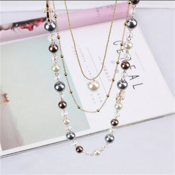 Pearl necklace women's long fashion multi-layer small fragrant pearl pendant autumn and winter all decorative sweater chain