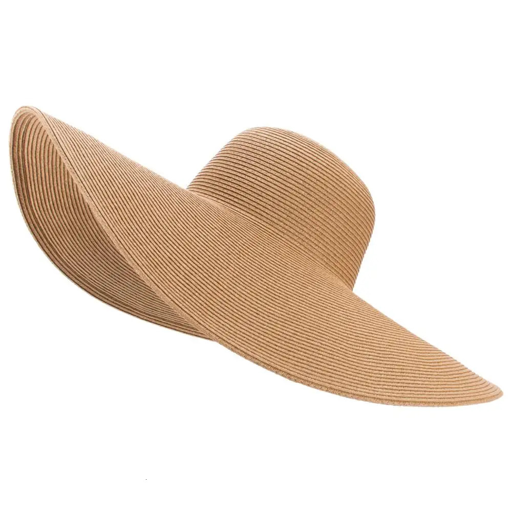 Lawliet 7.1/18cm Foldable Oversized Huge Wide Brim Sun Beach Straw Hats Wedding Womens Floppy Party Dressy A330 240315