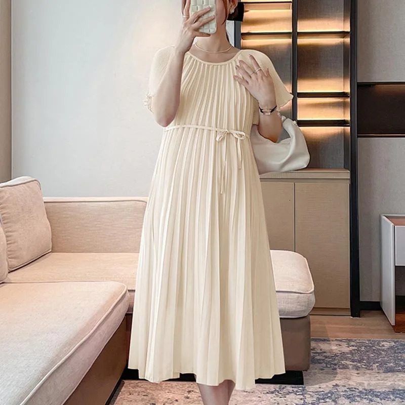 Maternity Dresses Korean Fashion Chiffon Dress Elegant Sweet Loose Clothes for Pregnant Women Ins Pregnancy Clothing 240301