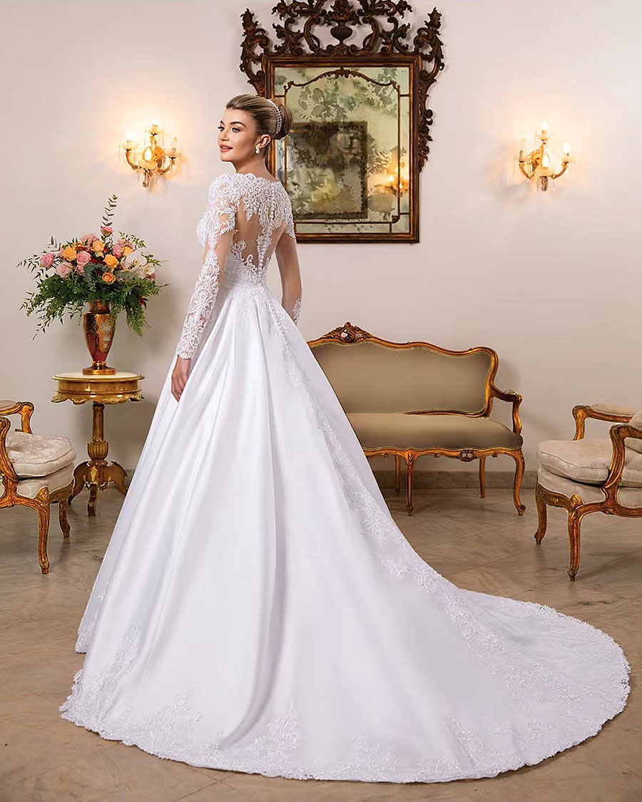 Musilm Elegant Boho A Line Wedding Dresses Sexy Appliques V Neck Satin Bridal Gowns Formal Sweep Train Robe De Mariee 326 322 Ppliques Ppliques Ppliqu