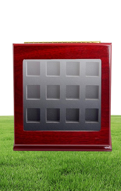Sports Rings Wooden Display case Shadow Box Without Rings 12 Slots Rings are Not Included