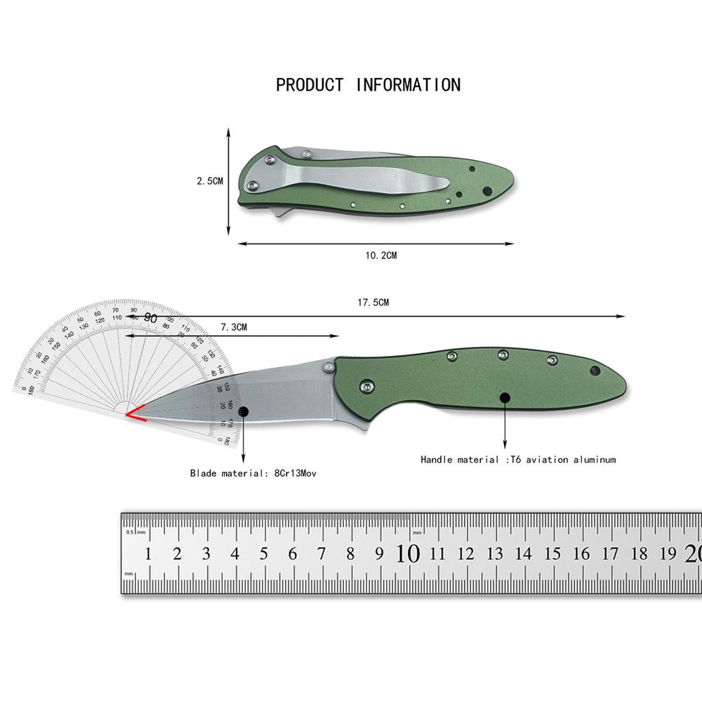Tactical KS 1660 Leek Flipper Assisted Folding 8Cr13Mov Blade Stainless Steel Handle with Belt Clip Everyday Carry for Hunting Camping Pocket Knife 90