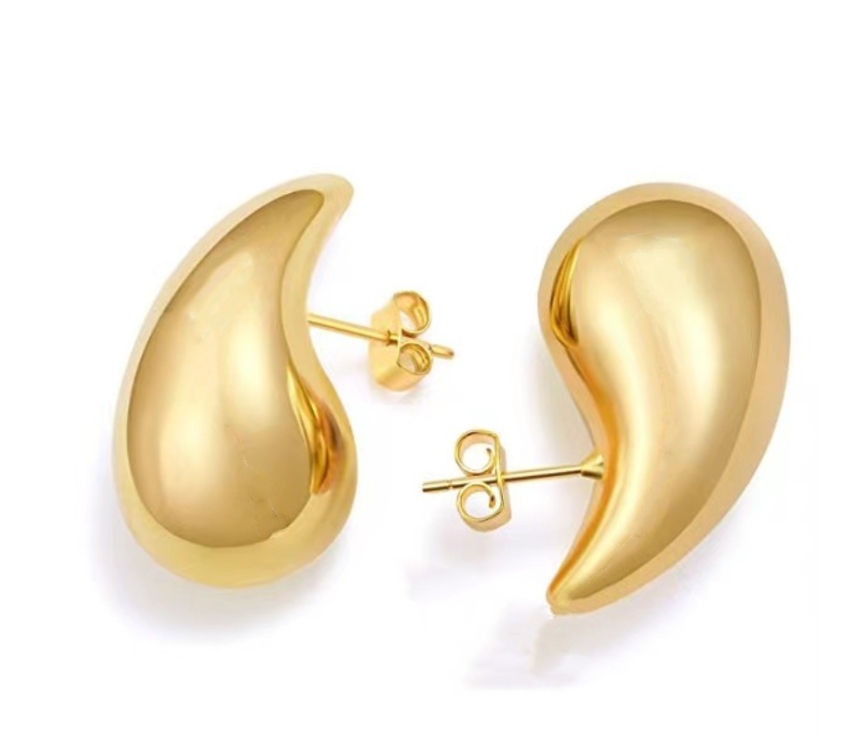 Women's Gold-Plated Drop Earrings - Triangular Hoops with Shiny Finish for Parties & Gifts Free shipping
