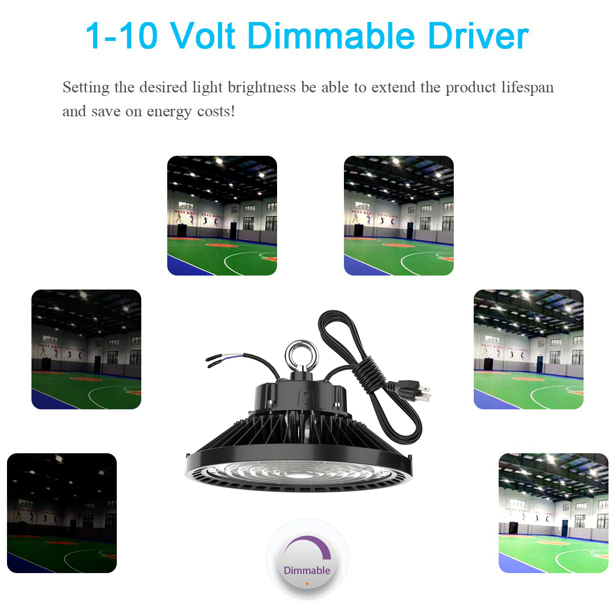 ETL UFO LED High Bay Lights Dimmable 150W 200W 240W LED Industrial Lighting warehouse exhibition lighting Lamp Highbay Light 5 Years Warranty