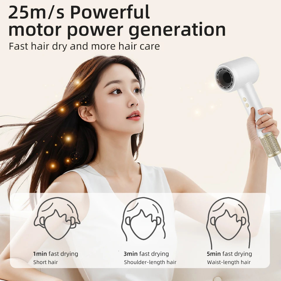 Electric Hairdryer Cold Wind Hair Dryer Style Hair Dryer Professional Blow Dryer Suitable Home Salon 110000RPM High Speed 240312