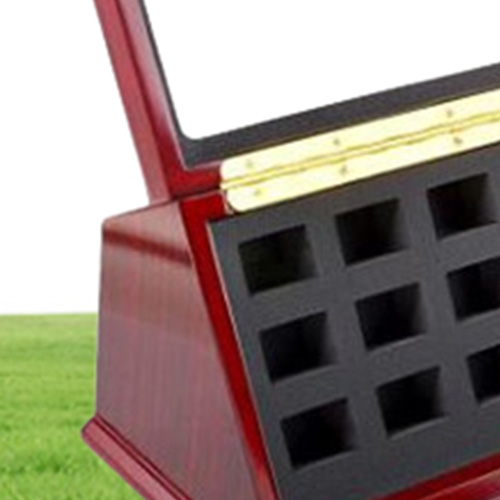 Sports Rings Wooden Display case Shadow Box Without Rings 12 Slots Rings are Not Included