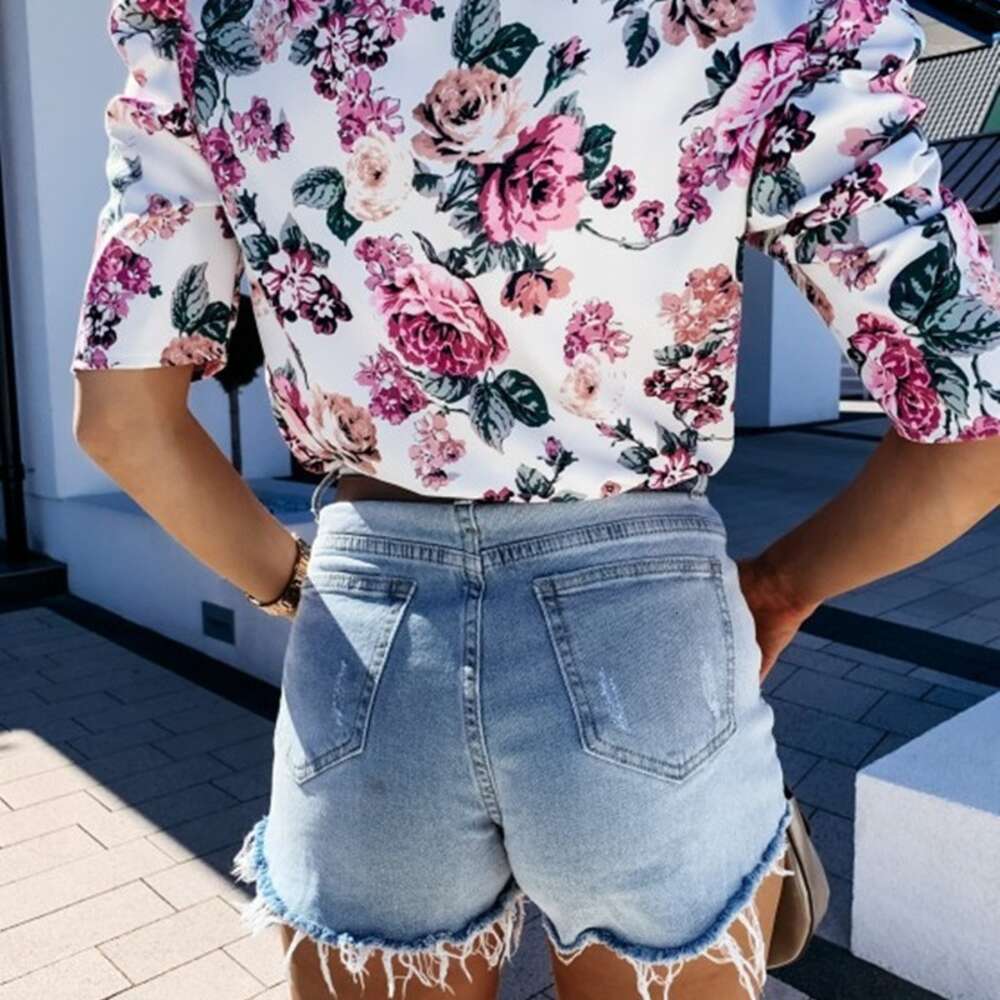 Hot Selling Washed Denim Ruffled Hot Pants for Summer 2024, Versatile and Slimming Elastic Super Shorts