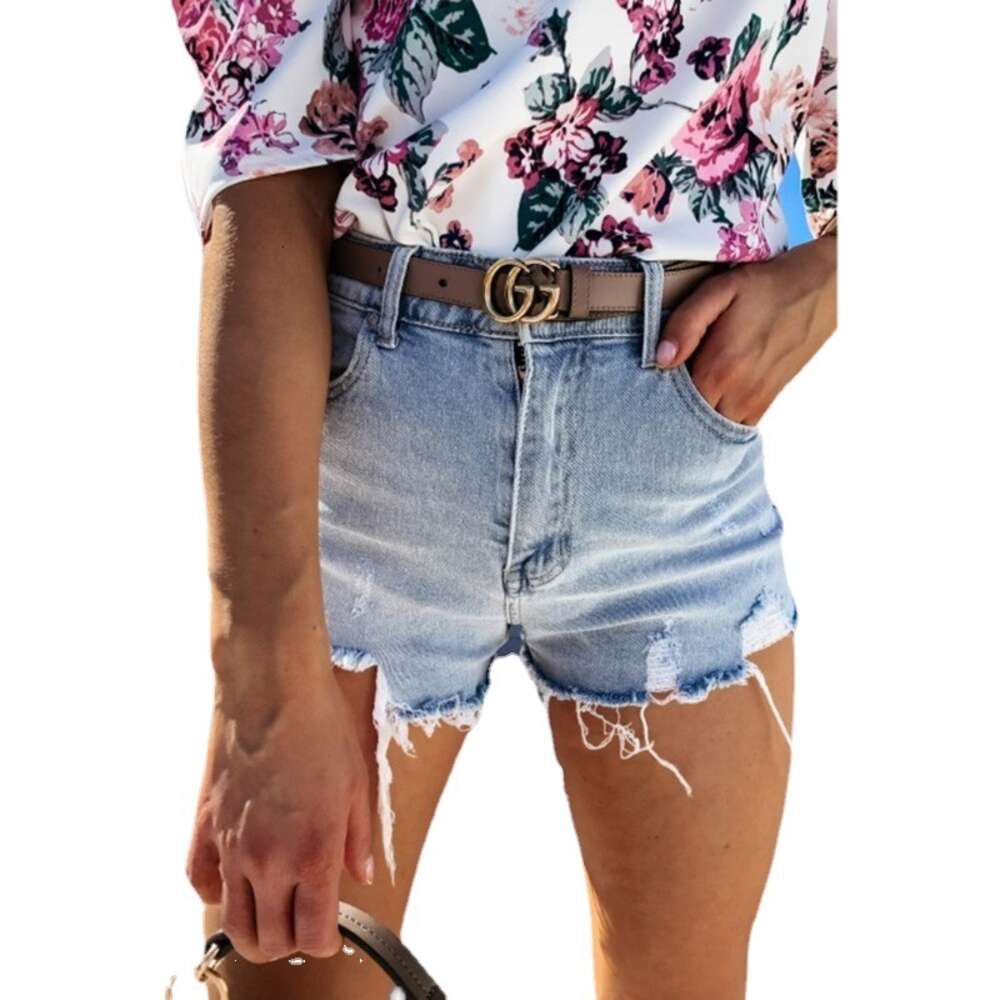 Hot Selling Washed Denim Ruffled Hot Pants for Summer 2024, Versatile and Slimming Elastic Super Shorts
