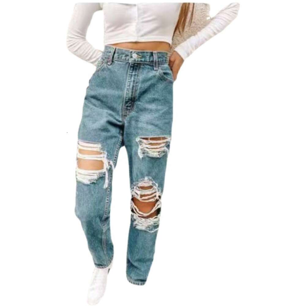 Hot Selling Women's Distressed Fashionable Casual Denim Pants for Women