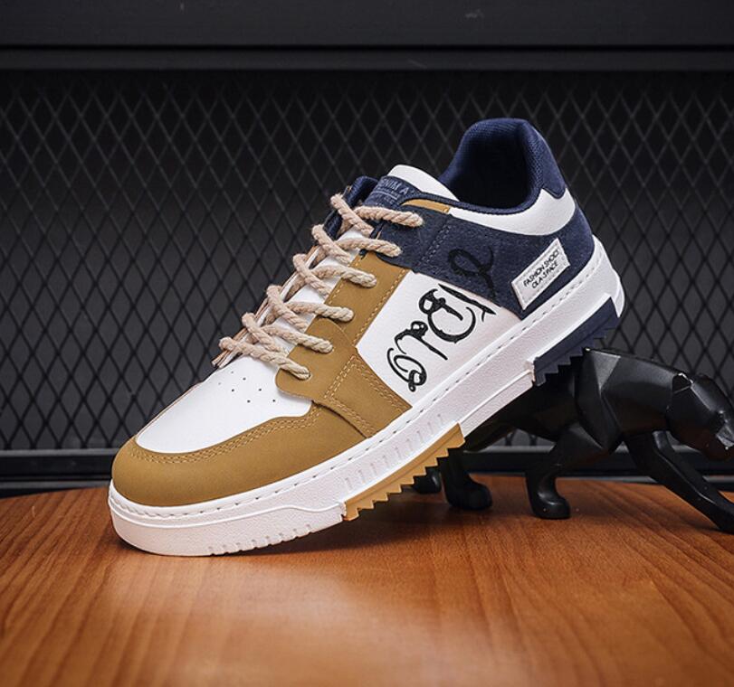 Men's Casual Sneakers PU Leather Men Fashion Street Hip Hop Shoes Male Lace-up Skateboard Walking Shoes Outdoor Sports Trainers