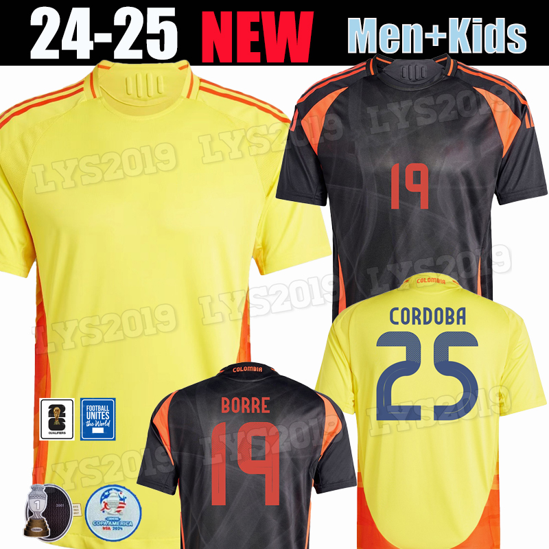 2024 2025 Colombia Away Soccer Jerseys CORDOBA Valderrama 24 25 FALCAO JAMES home football shirt CUADRADO National Team men kids kit Camiseta de futbol maillot BORRE