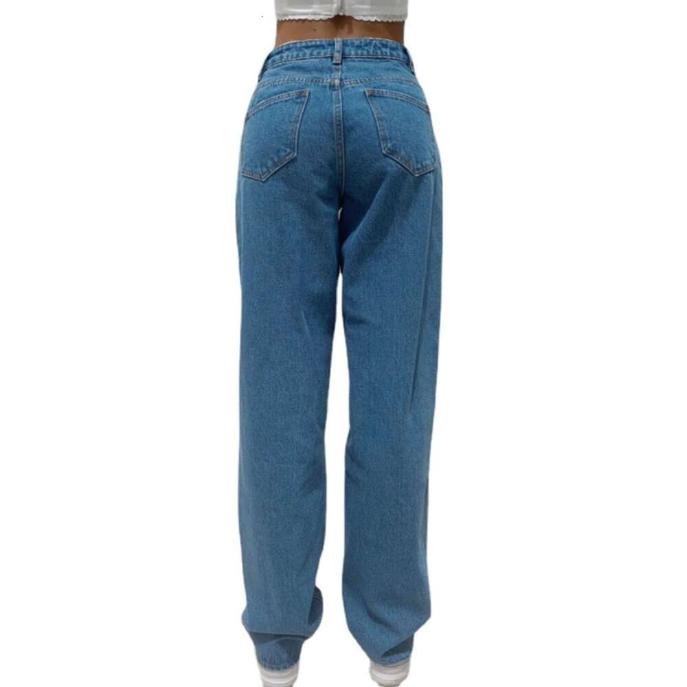 2024 Trendy High Waist Loose Hole Wide Leg Women's Jeans New