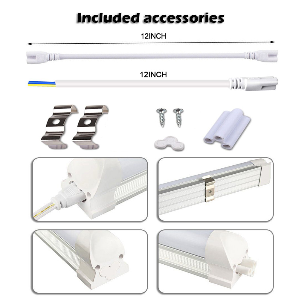 Linkable Shop Light Fixture 2 4 5 6 8 ft T8 LED Tube Integrate V Shape 4ft 8ft Fluorescent Light Replacement led light Fixture Warehouse Garage Lamp