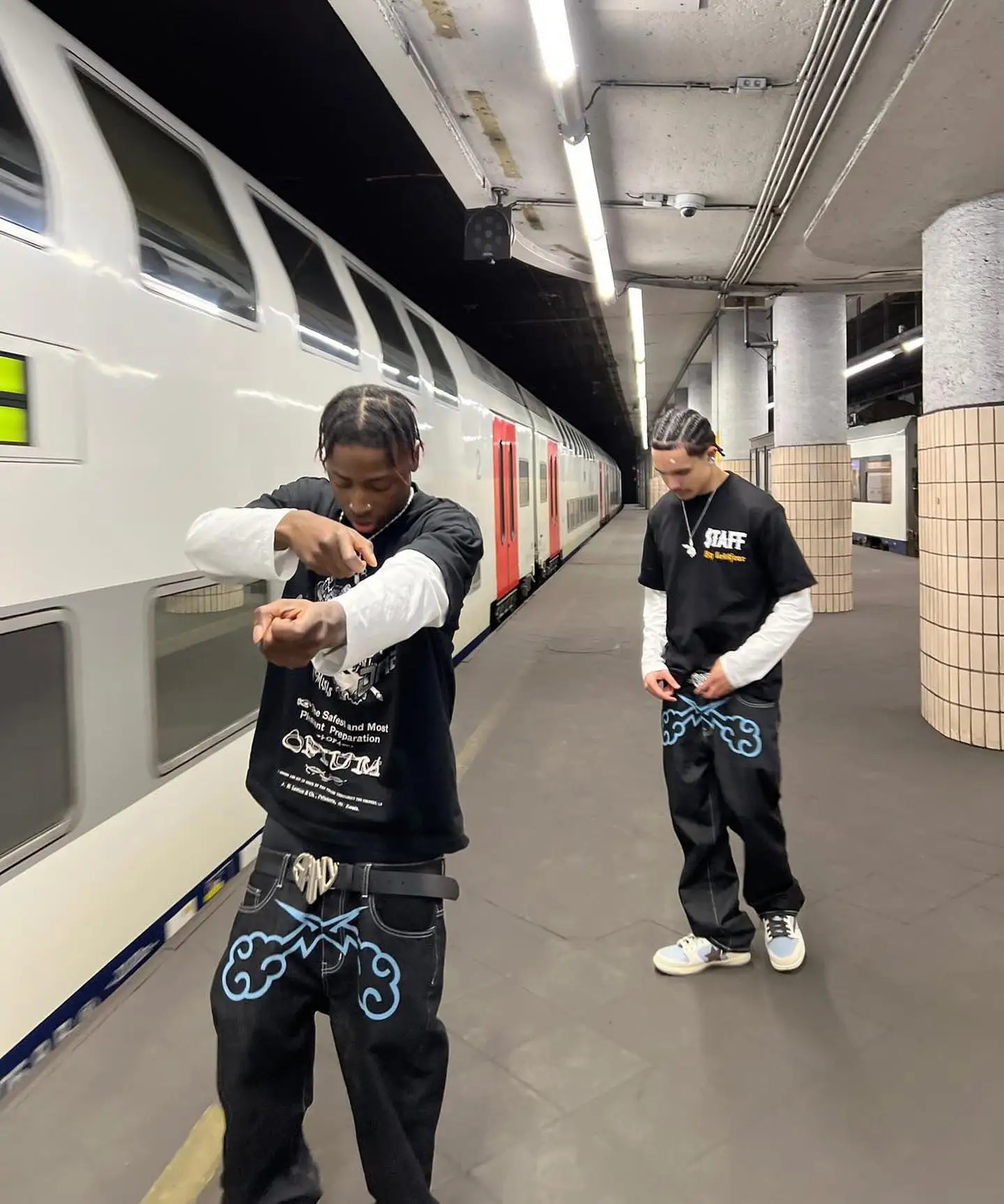 Y2k Jeans Hip Hop Print Baggy Denim Black Pants Mens 2023 Harajuku Fashion Punk Rock Wide Leg Trousers Streetwear 240301