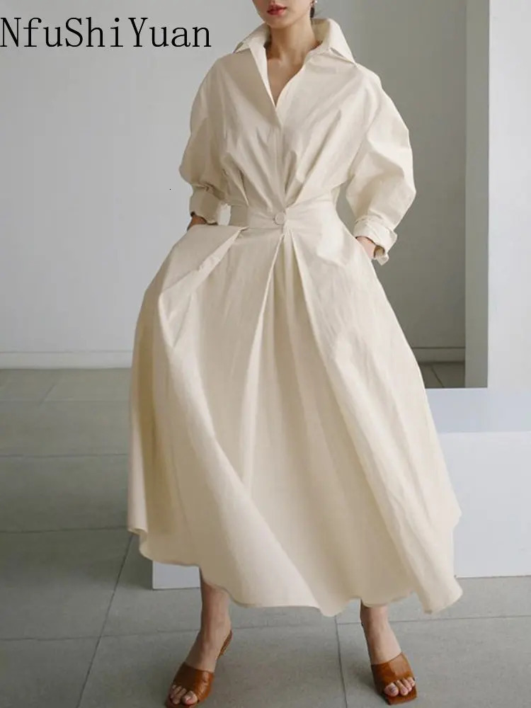 Fashion Loose Cotton Linen Elastic High Waist Thin Cardigan Dress Dresses Womans Evening Dresschic Elegant Woman 240313