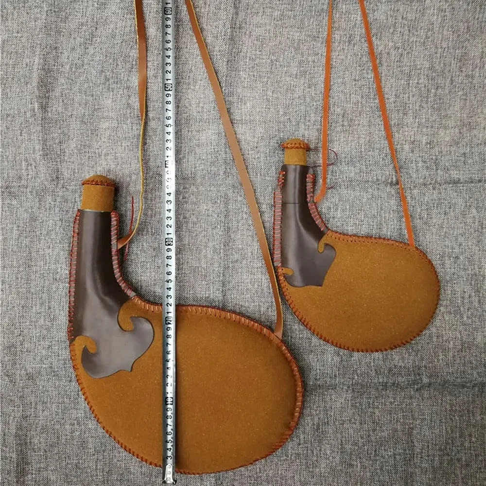 Leather Wine Flask Handmade Boat Bag Traditional Water Container with Straps Mongolia Canteen Outdoor Drinkware 240314