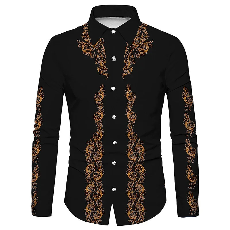 Tribal western mens top shirt pattern blue pink black trendy fashion casual party high quality material suit 240301