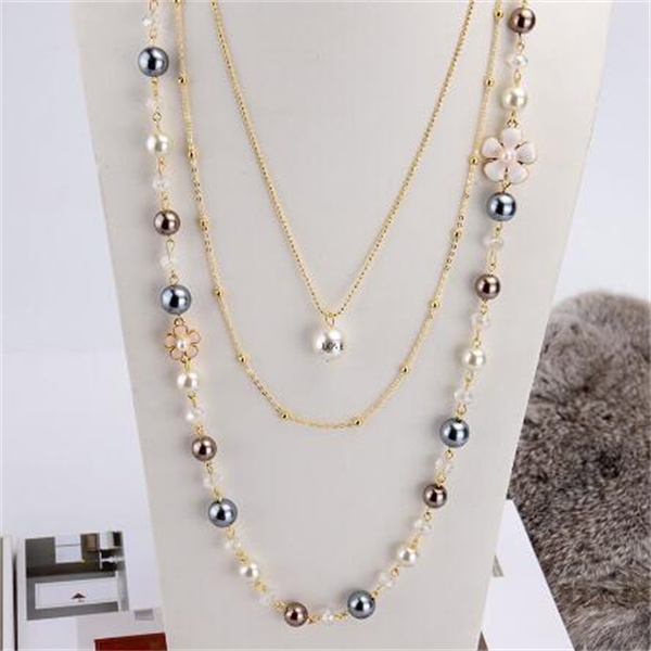 Pearl necklace women's long fashion multi-layer small fragrant pearl pendant autumn and winter all decorative sweater chain