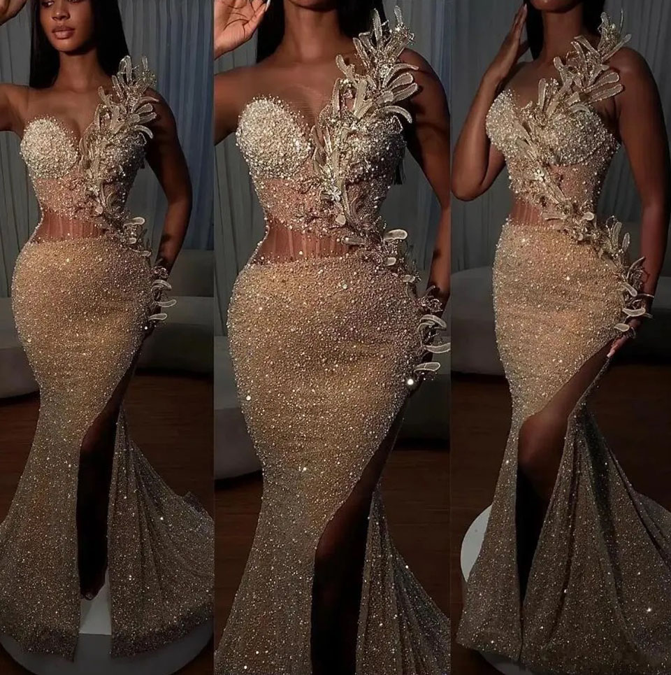 Prom Dresses Party Evening Gown Mermaid Trumpet Formal Sleeveless Sequined Applique Beaded Custom Zipper Lace Up Plus Size New O-Neck Illusion