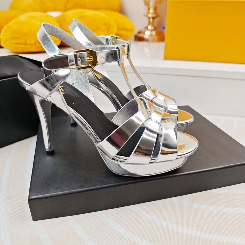 Sandals Heels High Women's Stiletto Heel Summer Platform Shoes Patent Leather Fish Mouth Catwalk Pumps Sandalias