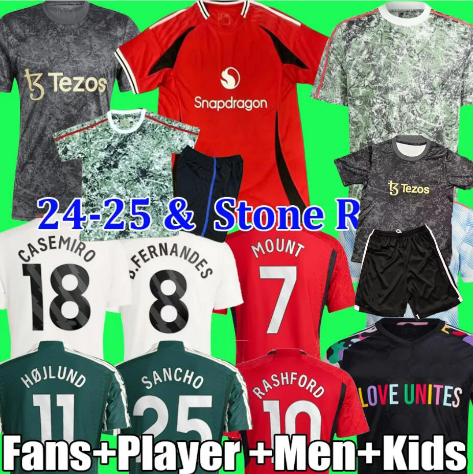 23 24 25 MOUNT RASHFORD soccer jerseys Stone Roses 2024 2025 AMRABAT HOJLUND CASEMIRO GARNACHO ANTONY MARTINEZ SANCHO B. FERNANDES WEGHORST football shirt kids kit
