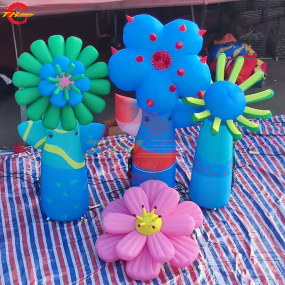 Free Ship Outdoor Activities Customized giant inflatable park decorative sunflower flower pillars plant shopping mall decoration art display