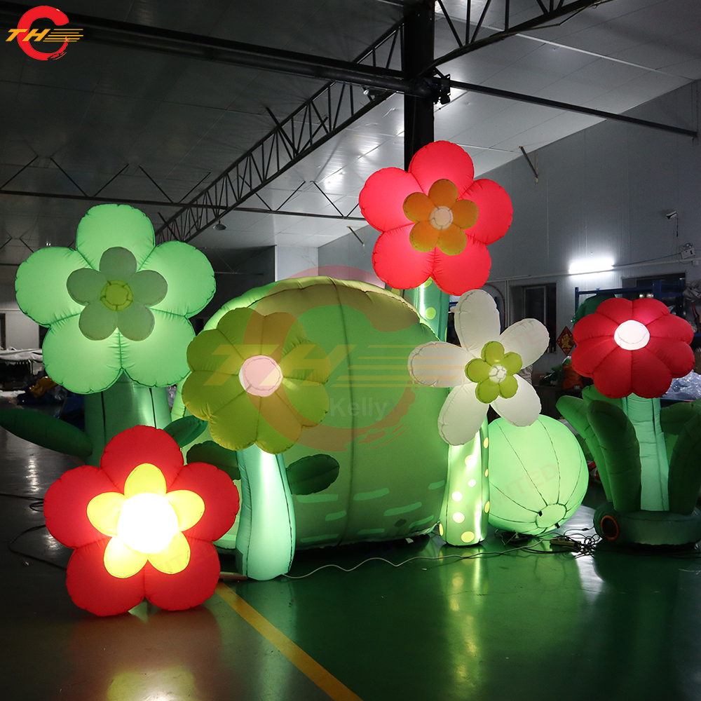 Free Ship Outdoor Activities Customized giant inflatable park decorative sunflower flower pillars plant shopping mall decoration art display