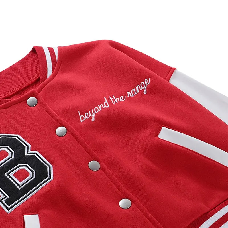 Women Loose Baseball Jackets Leather Long Sleeve Letter Embroidery Cropped Jackets 240229