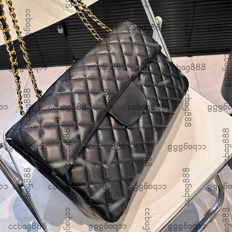 French Women Vintage Jumbo Black Beige Bags Withe Letter Classic Flap Gold Metal Hardware Matelasse Chain Crossbody Shoulder Purse Mademoiselle Handbags 32x20cm