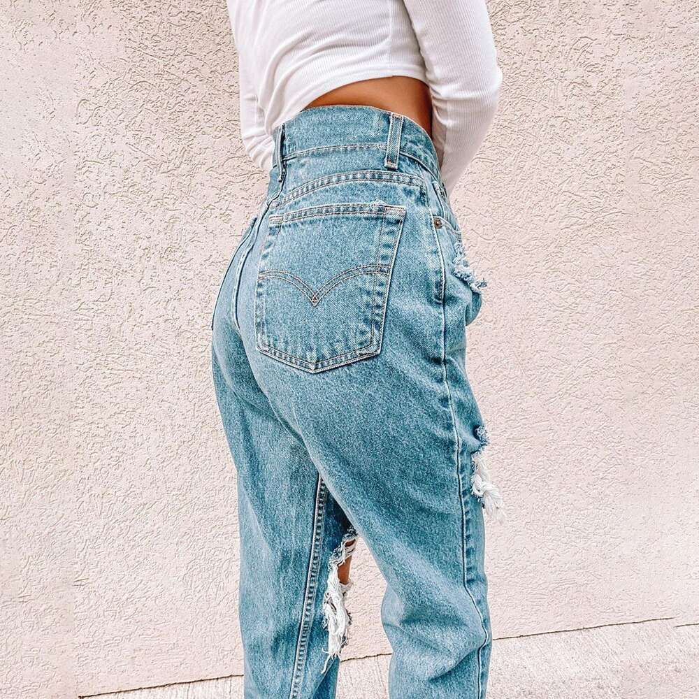 Hot Selling Women's Distressed Fashionable Casual Denim Pants for Women