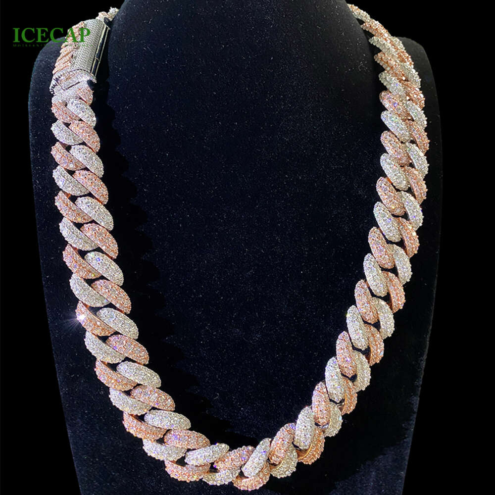 Custom Necklace Sier Vvs Moissanite 2 Tone Round Cut Dia Personality Lock Catch Cuban k Chain for Men