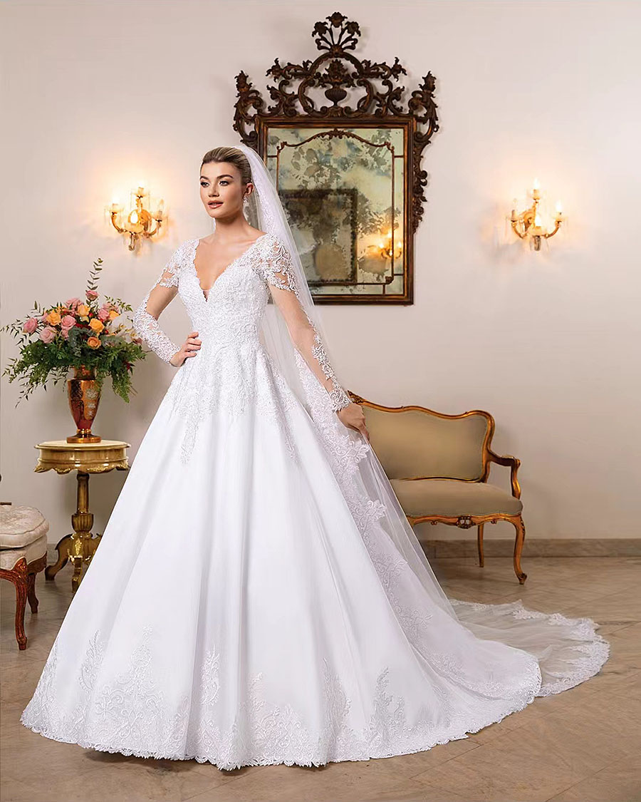 Musilm Elegant Boho A Line Wedding Dresses Sexy Appliques V Neck Satin Bridal Gowns Formal Sweep Train Robe De Mariee 326 322 Ppliques Ppliques Ppliqu